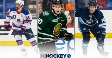 Jacob Truscott, Antonio Stranges and Kristof Papp are just some of the Michigan names featured on NHL Central Scouting's first 'Players to Watch' list for the 2020 NHL Draft. (Photos by Michael Caples/MiHockey)